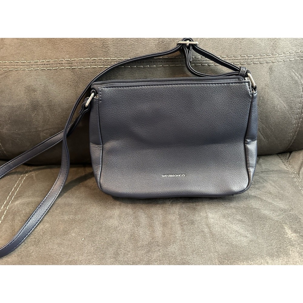 Womens Westbronco Crossbody Purse Adjustable Strap Navy EUC